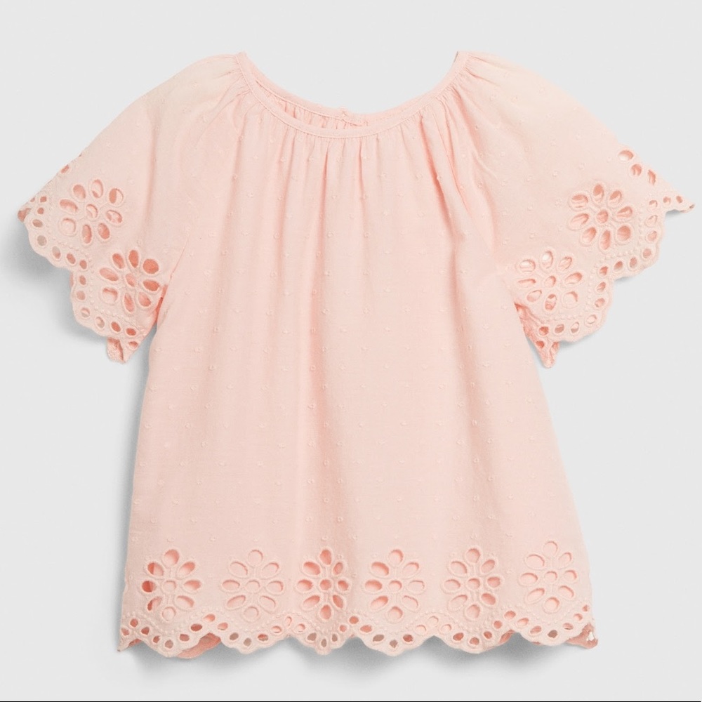 NWOT GAP Toddler Eyelet Flutter Top in Satiny Pink